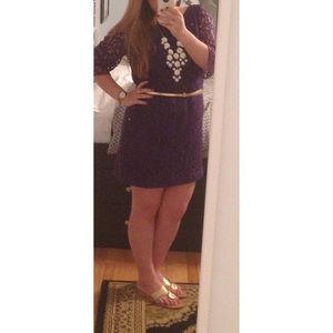 Nine West Purple Lace Longsleeve Dress